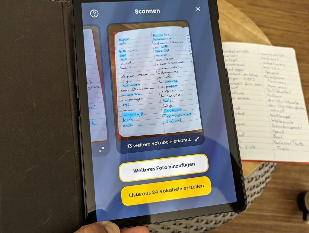Spielerisch Vokabeln lernen - Sprachen üben mit der cabuu App 5 cabuu vokabelheft scannen