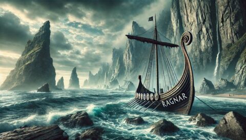 DALL·E 2024 09 03 12.40.44 A photorealistic key visual for a magazine article about Viking names for boys and girls. The scene features a rugged Nordic coastline with a traditio