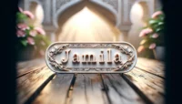 DALL·E 2024 06 12 21.43.21 A photorealistic key visual for a magazine article about 60 names for Muslim girls. The scene features a close up of a beautifully crafted nameplate o