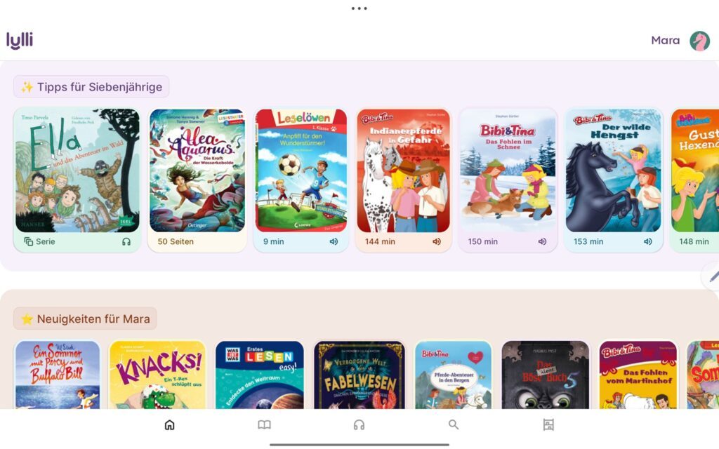 Lesezeit per App – Warum Lylli mehr ist als nur ein digitaler Vorleser 6 Bei Lylli gibt es tausende Bücher und Hörbücher für Kinder