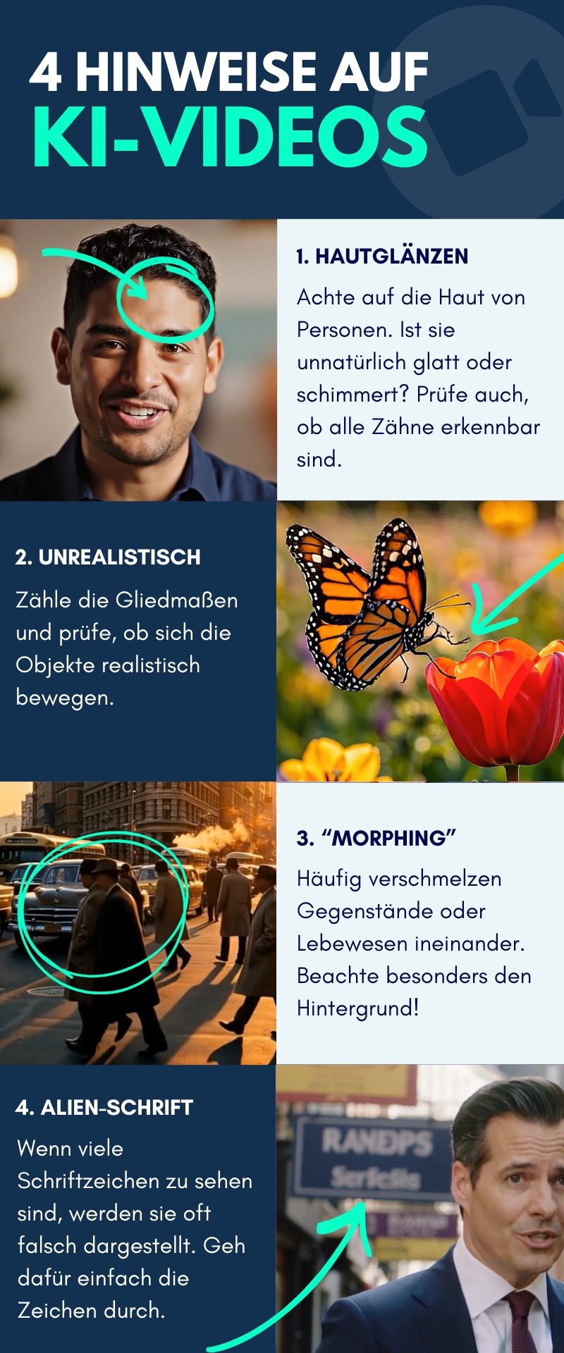 TikTok, WhatsApp & Co.: So erkennen Eltern & Kinder KI-Manipulationen im Alltag 6 Anhand dieser Punkte lassen sich KI-Videos erkennen