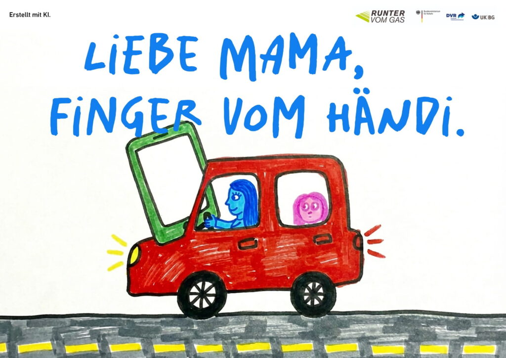 „Rasen ist doof!" – Jetzt gestalten Kinder Deutschlands Autobahnplakate 6 Ein Beispielbild der Kampagne von Runter vom Gas