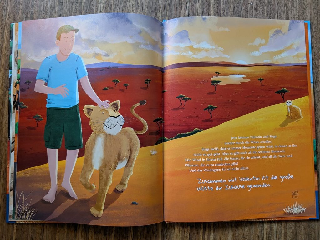 Kinderbuch "Sirga und Valentin" - Ein Mann, eine Löwin, eine Freundschaft fürs Leben 6 Das Kinderbuch von Sirga und Valentin erzählt die echte Geschichte einer Freundschaft